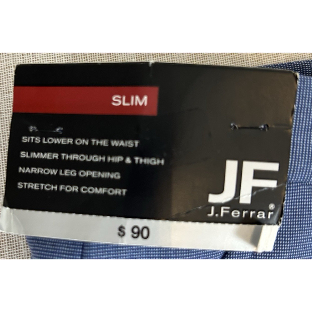 JF J. Ferrar Slim Fit‎ Men's Sz 38x32 Blue Suit Dress Pants Stretch NWT - Picture 3 of 9